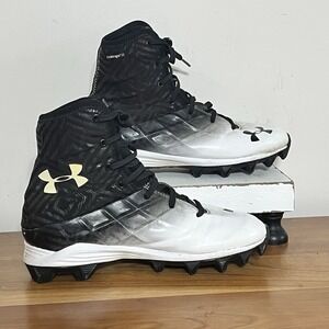 Under Armour HighLight Compfit Black & White Hightop Football Cleats Youth 5.5